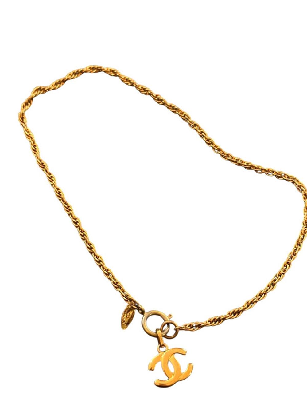 Authentic Vintage Chanel 16" Interlocking CC Rope Chain Necklace - Gold-Tone